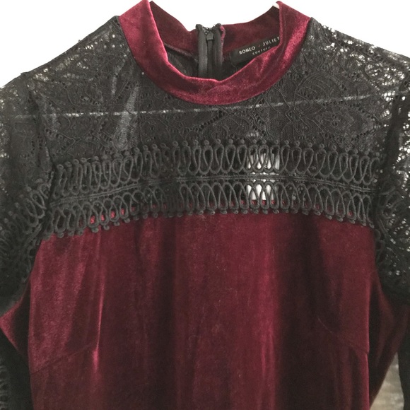 Romeo & Juliet Couture Lace & Velour Dress - Picture 2 of 9